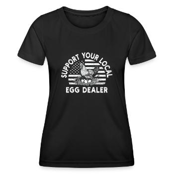 Lokaler Eierhändler American Flag Farmer - Frauen Funktions-T-Shirt - Schwarz - Vorne - AI Model Female 172 light (172cm)