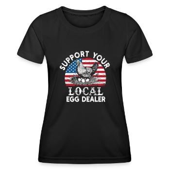 Lokaler Eierhändler American Flag Farmer - Frauen Funktions-T-Shirt - Schwarz - Vorne - AI Model Female 172 light (172cm)