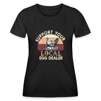 Lokaler Eierhändler Hühnerbesitzer Züchter - Frauen Funktions-T-Shirt - Schwarz - Vorne - AI Model Female 172 light (172cm)