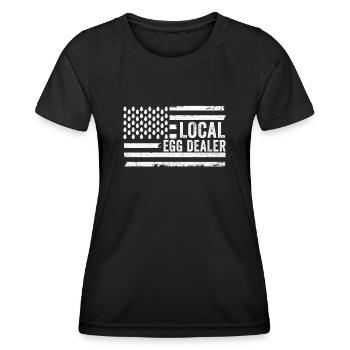 Lokaler Eierhändler American Flag Farmer - Frauen Funktions-T-Shirt - Schwarz - Vorne - AI Model Female 172 light (172cm)