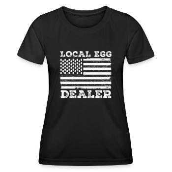 Lokaler Eierhändler American Flag Farmer - Frauen Funktions-T-Shirt - Schwarz - Vorne - AI Model Female 172 light (172cm)