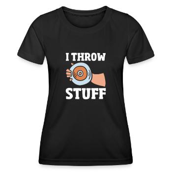 Lancer du disque Athlète Cadeau d’athlète - T-shirt sport Femme - noir - Devant - AI Model Female 172 light (172cm)
