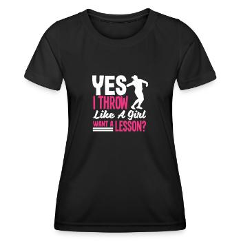 Lancer du disque Athlète Cadeau d’athlète - T-shirt sport Femme - noir - Devant - AI Model Female 172 light (172cm)