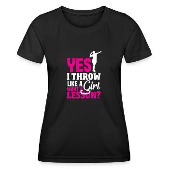 Lancer du disque Athlète Cadeau d’athlète - T-shirt sport Femme - noir - Devant - AI Model Female 172 light (172cm)