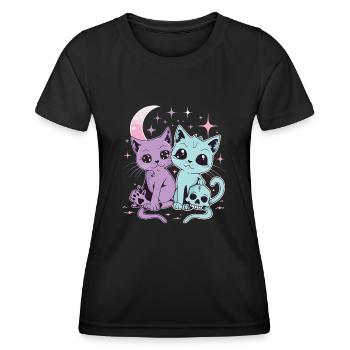 Kawaii Cat Pastel Goth Devilish - Women's Functional T-Shirt - black - Front - AI Model Female 172 light (172cm)