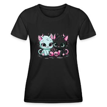 Kawaii Cat Pastel Goth Devilish - Women's Functional T-Shirt - black - Front - AI Model Female 172 light (172cm)