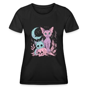Kawaii Cat Pastel Goth Devilish - Women's Functional T-Shirt - black - Front - AI Model Female 172 light (172cm)