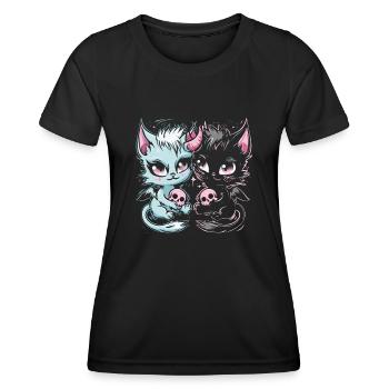 Kawaii Cat Pastel Goth Devilish - Women's Functional T-Shirt - black - Front - AI Model Female 172 light (172cm)