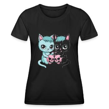 Kawaii Cat Pastel Goth Devilish - Women's Functional T-Shirt - black - Front - AI Model Female 172 light (172cm)