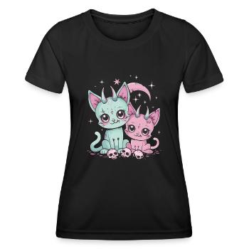 Kawaii Cat Pastel Goth Devilish - Women's Functional T-Shirt - black - Front - AI Model Female 172 light (172cm)