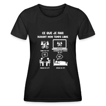 temps libre VTT humour drôle - T-shirt sport Femme - noir - Devant - AI Model Female 172 light (172cm)