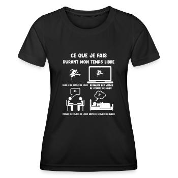 Freizeit, Sport, Hürdenlauf, lustiger Humor - Frauen Funktions-T-Shirt - Schwarz - Vorne - AI Model Female 172 light (172cm)
