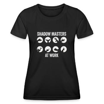 Maîtres de l’ombre au travail Marionnettes d’ombres - T-shirt sport Femme - noir - Devant - AI Model Female 172 light (172cm)