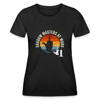 Maîtres de l’ombre au travail Marionnettes d’ombres - T-shirt sport Femme - noir - Devant - AI Model Female 172 light (172cm)