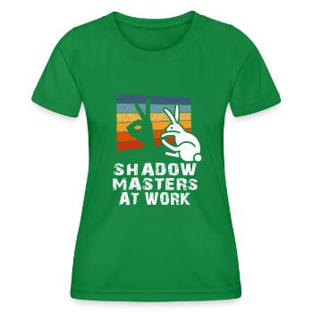 Maîtres de l’ombre au travail Marionnettes d’ombres - T-shirt sport Femme - vert - Devant - AI Model Female 172 dark (172cm)