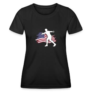 Lancer du disque Athlète Cadeau d’athlète - T-shirt sport Femme - noir - Devant - AI Model Female 172 light (172cm)