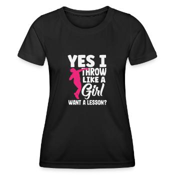 Lancer du disque Athlète Cadeau d’athlète - T-shirt sport Femme - noir - Devant - AI Model Female 172 light (172cm)
