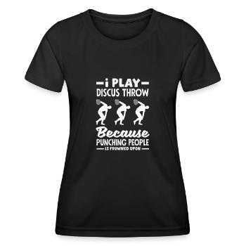 Lancer du disque Athlète Cadeau d’athlète - T-shirt sport Femme - noir - Devant - AI Model Female 172 light (172cm)