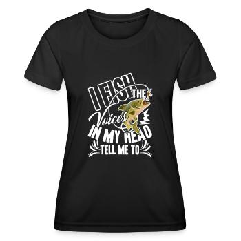 Fishing Voice In My Head Tell Me Fishing - Women's Functional T-Shirt - black - Front - AI Model Female 172 light (172cm)