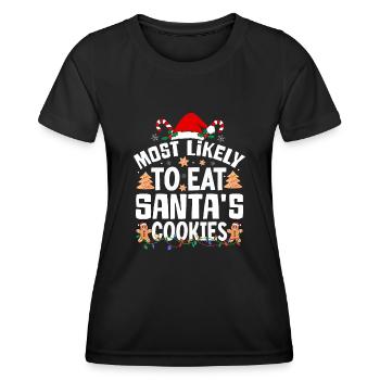 Le plus susceptible de manger des biscuits du Père Noël Noël coquin - T-shirt sport Femme - noir - Devant - AI Model Female 172 light (172cm)