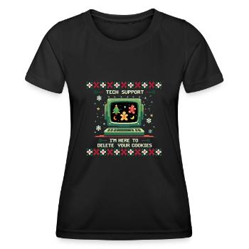 Tech Support – Funny Delete Cookies Shirt - Frauen Funktions-T-Shirt - Schwarz - Vorne - AI Model Female 172 light (172cm)