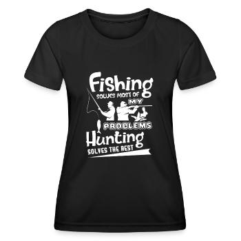 Hunting Solves The Rest - Women's Functional T-Shirt - black - Front - AI Model Female 172 light (172cm)