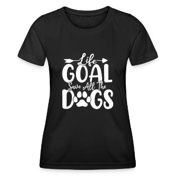 Lebensziel Rette alle Hunde Hund Lustiger Hund - Frauen Funktions-T-Shirt - Schwarz - Vorne - AI Model Female 172 light (172cm)