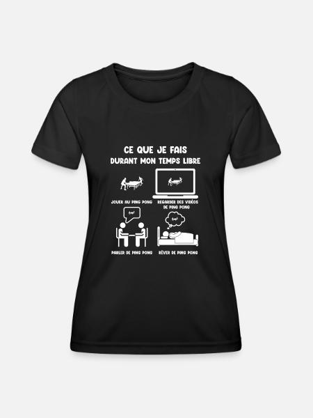Freizeit, Tischtennis, lustiger Humor - Frauen Funktions-T-Shirt - Schwarz