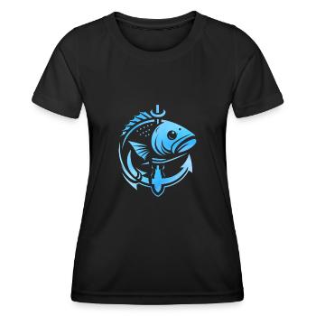 Angelhaken Forelle Angeln Angler Fischer Barsch Angl - Frauen Funktions-T-Shirt - Schwarz - Vorne - AI Model Female 172 light (172cm)