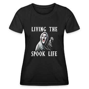 Living The Spook Life Ghost Bait - Women's Functional T-Shirt - black - Front - AI Model Female 172 light (172cm)