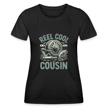 Rolle Cool Cousin Barsch Angeln Angler Fischer Ang - Frauen Funktions-T-Shirt - Schwarz - Vorne - AI Model Female 172 light (172cm)
