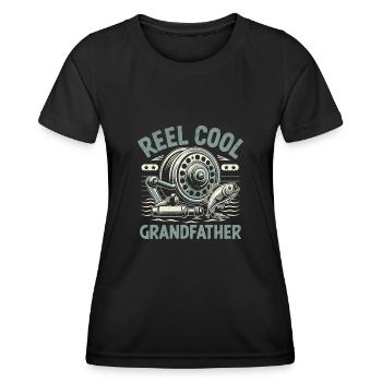Moulinet Cool Grandfather Bass Pêche Pêcheur Fisherma - T-shirt sport Femme - noir - Devant - AI Model Female 172 light (172cm)