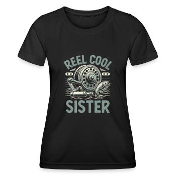 Reel Cool Sister Bass Fishing Angler Fisherman Ang - Women's Functional T-Shirt - black - Front - AI Model Female 172 light (172cm)