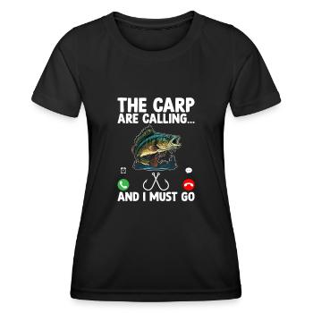 Die Karpfen rufen und ich muss angeln gehen Fisherm - Frauen Funktions-T-Shirt - Schwarz - Vorne - AI Model Female 172 light (172cm)