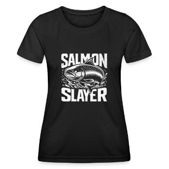 Salmon Slayer Fish Fishing Patriot Fisherman Angle - Women's Functional T-Shirt - black - Front - AI Model Female 172 light (172cm)