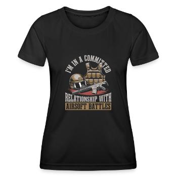Airsoft - Frauen Funktions-T-Shirt - Schwarz - Vorne - AI Model Female 172 light (172cm)