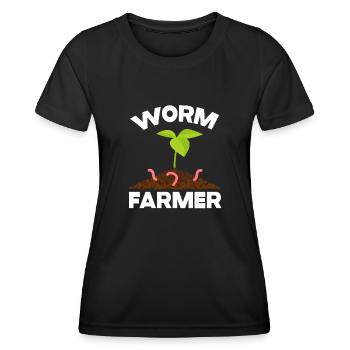 Wurmfarmer Wurmkompost Niedliche Männer Frauen - Frauen Funktions-T-Shirt - Schwarz - Vorne - AI Model Female 172 light (172cm)