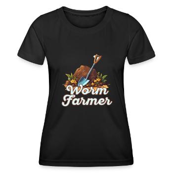 Wurmfarmer Wurmkompost Niedliche Männer Frauen - Frauen Funktions-T-Shirt - Schwarz - Vorne - AI Model Female 172 light (172cm)