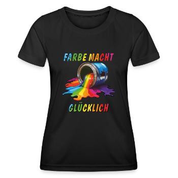 PAINT CAN: COLOUR MAKES YOU HAPPY - Women's Functional T-Shirt - black - Front - AI Model Female 172 light (172cm)
