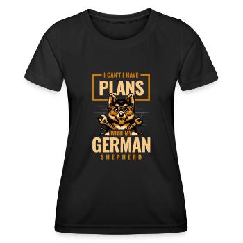 Je ne peux pas avoir de projets avec mon berger allemand L - T-shirt sport Femme - noir - Devant - AI Model Female 172 light (172cm)