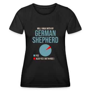 Vais-je me promener avec mon berger allemand amoureux des chiens GSD - T-shirt sport Femme - noir - Devant - AI Model Female 172 light (172cm)