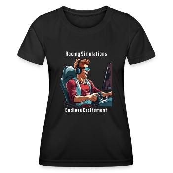 Racing Simulations, Endless Excitement - Women's Functional T-Shirt - black - Front - AI Model Female 172 light (172cm)