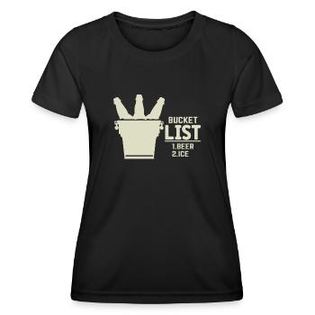 Bucket List Bier Eiskalt Party Spaß für - Frauen Funktions-T-Shirt - Schwarz - Vorne - AI Model Female 172 light (172cm)