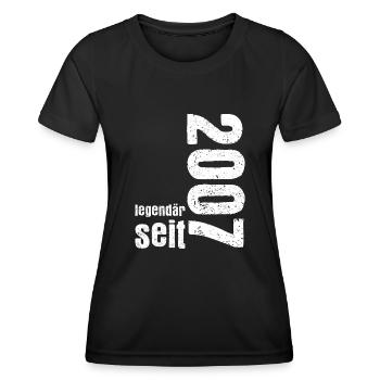 Anniversaire homme femme. Année de naissance Millésime 2007 - T-shirt sport Femme - noir - Devant - AI Model Female 172 light (172cm)