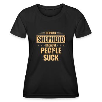 Berger allemand parce que les gens sont nuls Chien Lover GSD - T-shirt sport Femme - noir - Devant - AI Model Female 172 light (172cm)