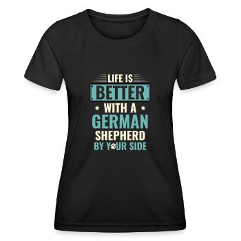 La vie est meilleure avec un berger allemand à vos côtés - T-shirt sport Femme - noir - Devant - AI Model Female 172 light (172cm)