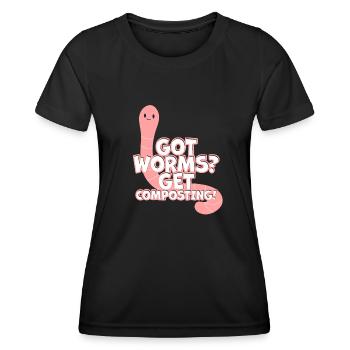 Wurmfarmer Wurmkompost Niedliche Männer Frauen - Frauen Funktions-T-Shirt - Schwarz - Vorne - AI Model Female 172 light (172cm)