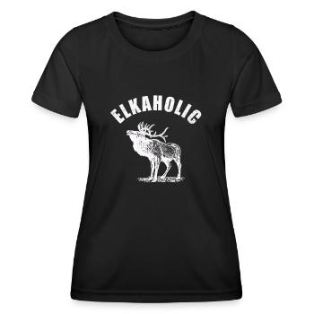 Elchjagd Elkaholische Jäger - Frauen Funktions-T-Shirt - Schwarz - Vorne - AI Model Female 172 light (172cm)