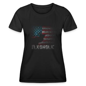 Elchjagd Elkaholische Jäger - Frauen Funktions-T-Shirt - Schwarz - Vorne - AI Model Female 172 light (172cm)
