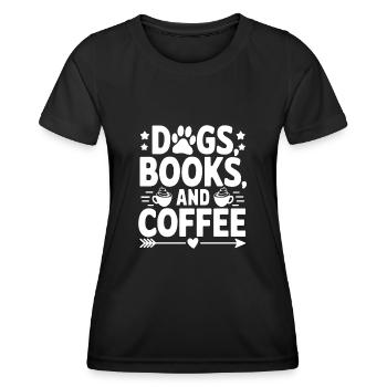 Hund, Buch und Kaffee - Frauen Funktions-T-Shirt - Schwarz - Vorne - AI Model Female 172 light (172cm)